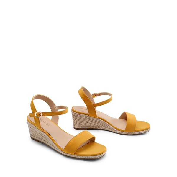 Open Toe Espadrille Wedge Sandals - YELLOW - 4